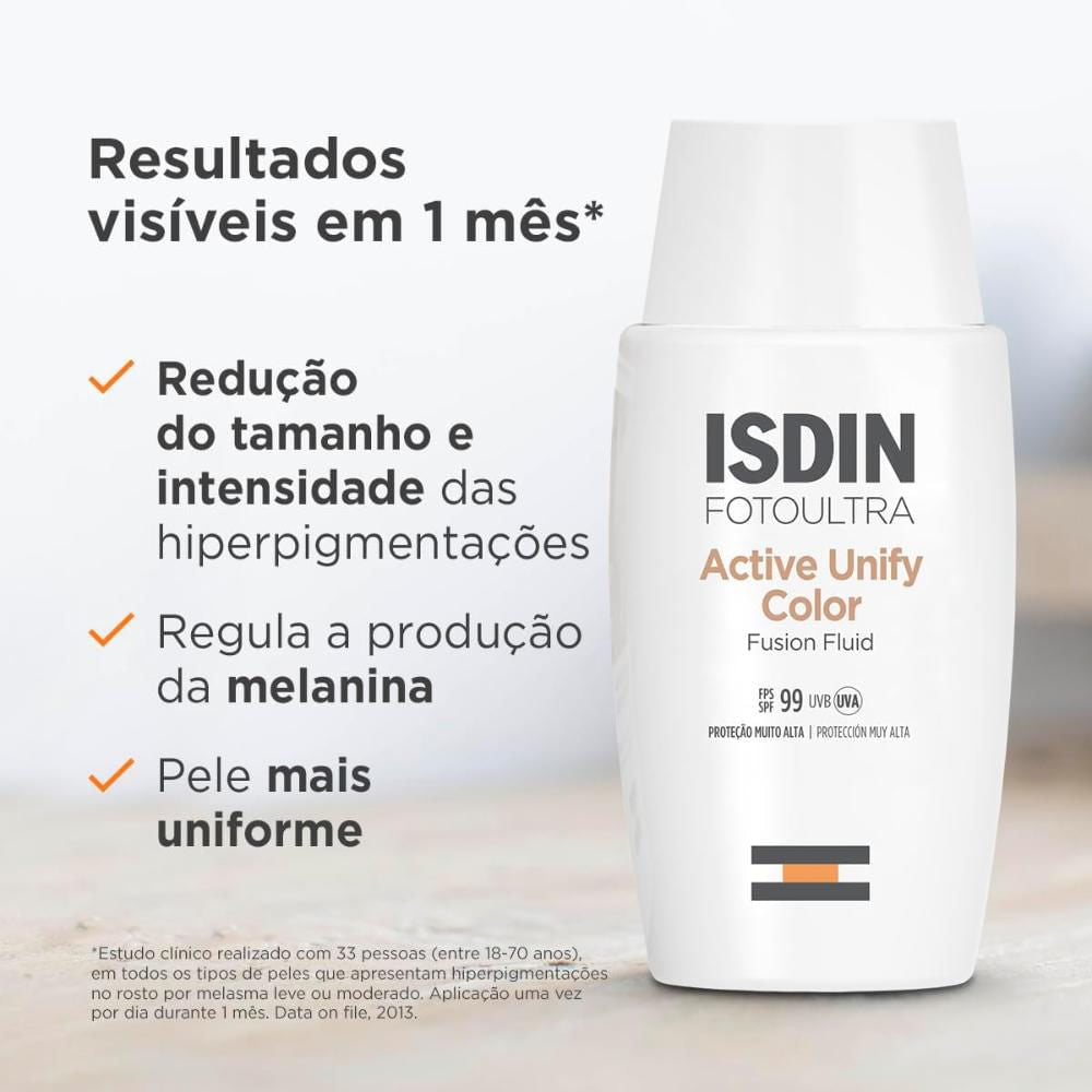 Protetor Solar Facial Foto Ultra Isdin Active Unify Color FPS 99 - 50ml