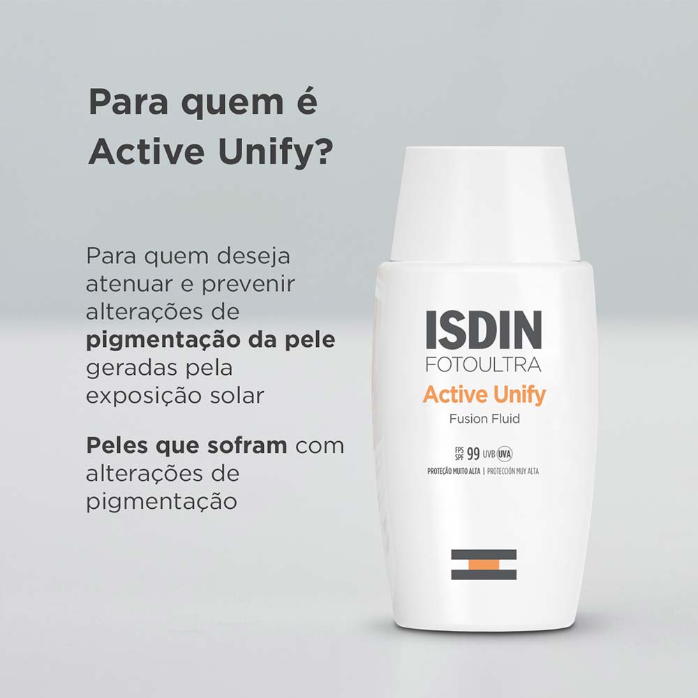 Isdin FotoUltra Active Unify Fusion Protetor Clareador Sem Cor FPS99 50ml