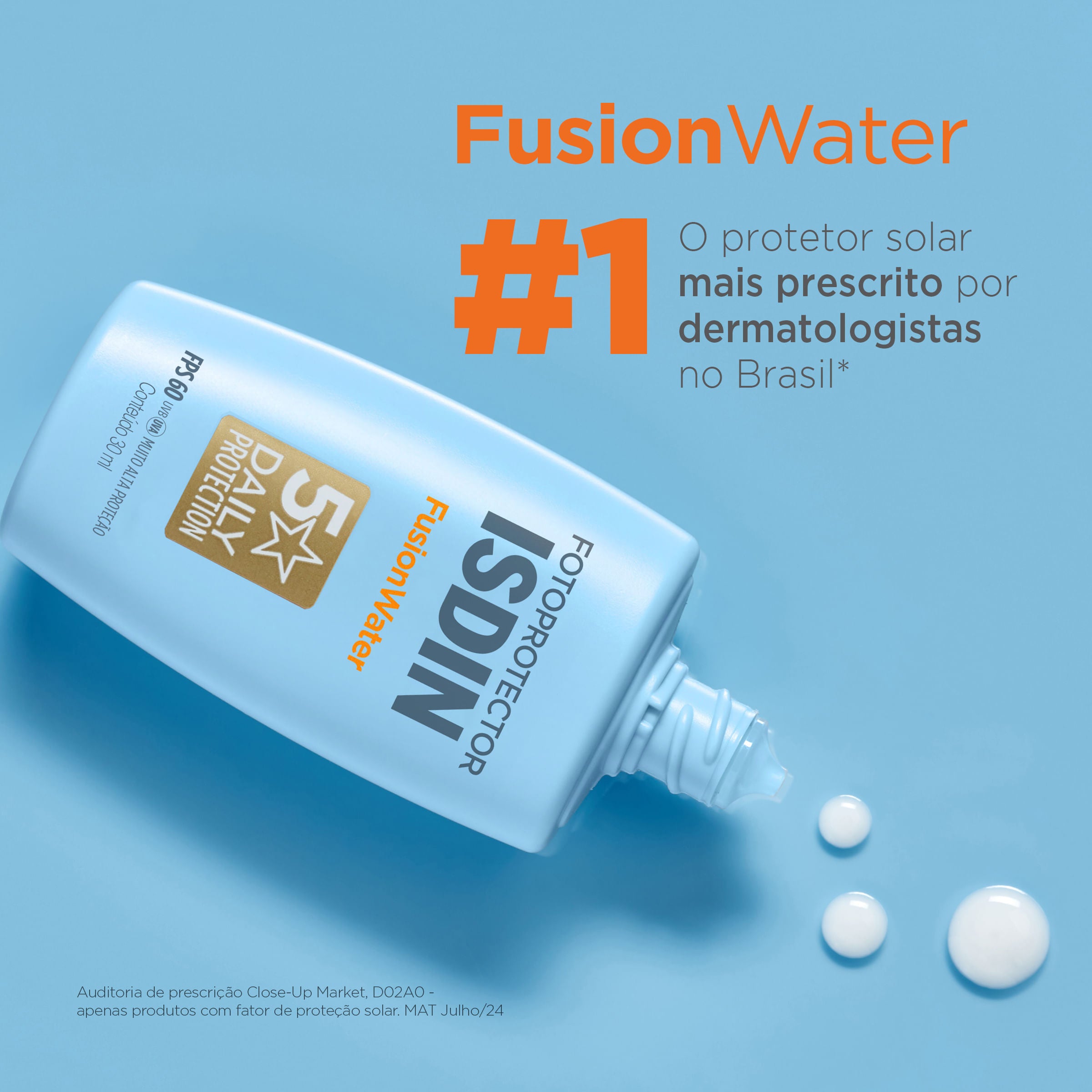 Protetor Solar Facial Isdin Fusion Water 5 Stars FPS60 30ml