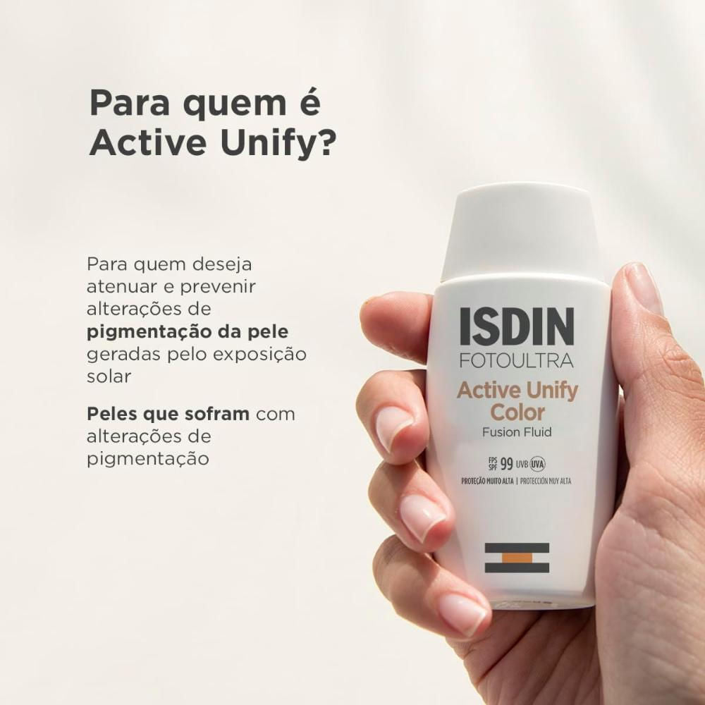 Protetor Solar Facial Foto Ultra Isdin Active Unify Color FPS 99 - 50ml