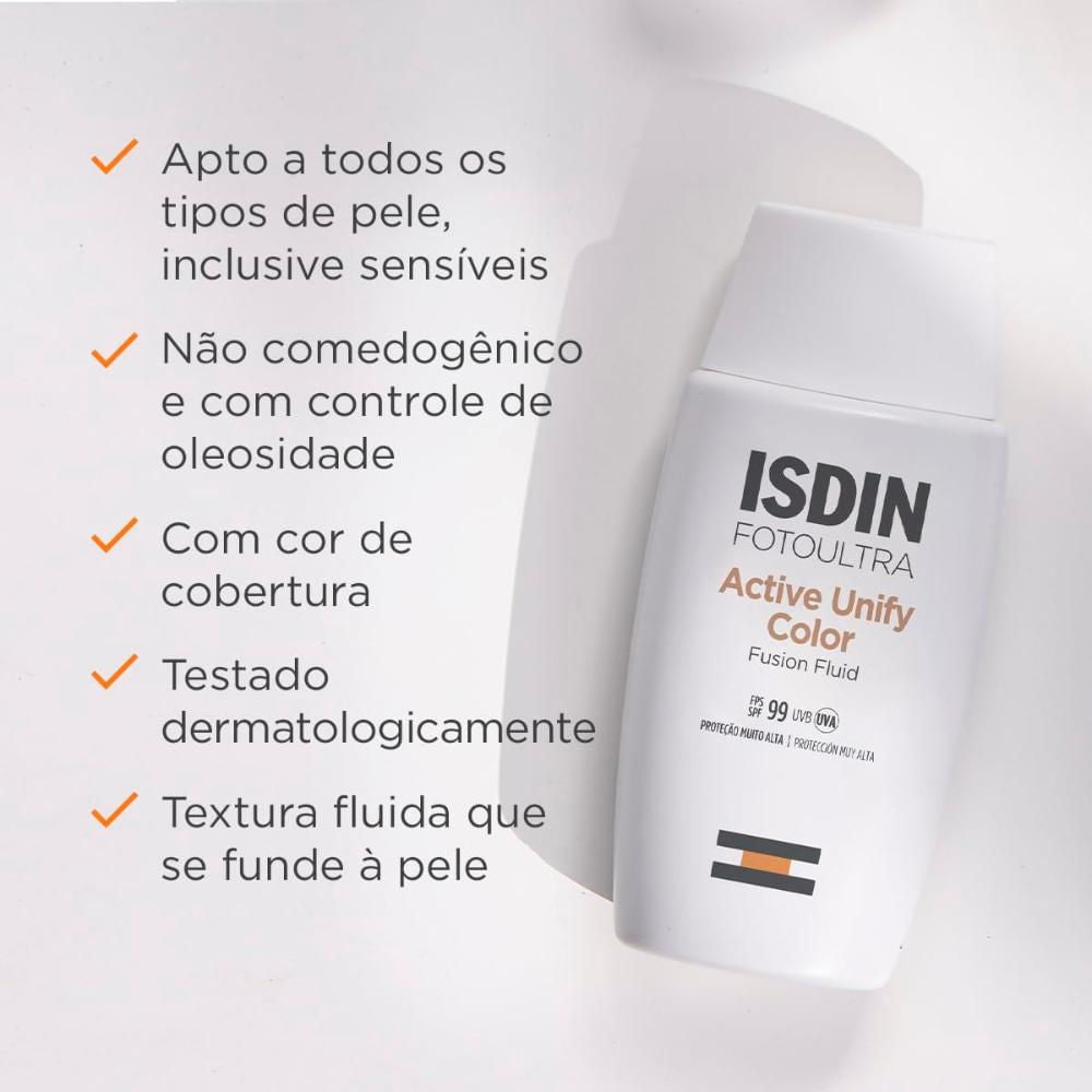 Protetor Solar Facial Foto Ultra Isdin Active Unify Color FPS 99 - 50ml