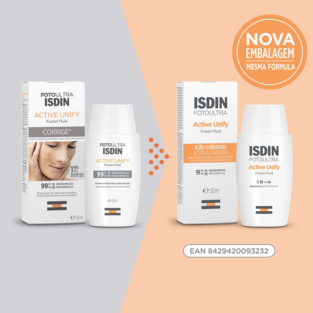 Isdin FotoUltra Active Unify Fusion Protetor Clareador Sem Cor FPS99 50ml