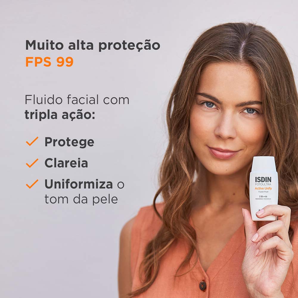 Isdin FotoUltra Active Unify Fusion Protetor Clareador Sem Cor FPS99 50ml